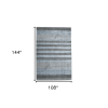 9' X 12' Gray And Light Blue Wool Striped Hand Woven Area Rug