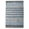 9' X 12' Gray And Light Blue Wool Striped Hand Woven Area Rug