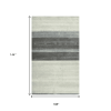 9' X 12' Ivory Gray And Green Wool Striped Hand Woven Area Rug