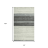10' X 14' Ivory Gray And Green Wool Striped Hand Woven Area Rug