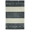 10' X 14' Charcoal And Ivory Wool Striped Hand Woven Area Rug