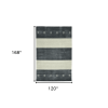 10' X 14' Charcoal And Ivory Wool Striped Hand Woven Area Rug