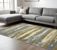 8' X 10' Light Blue Ivory And Brown Wool Abstract Hand Tufted Area Rug