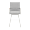 43" Light Gray Metal Swivel Outdoor Counter Height Bar chair with Footrest