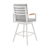 43" Light Gray Metal Swivel Outdoor Counter Height Bar chair with Footrest