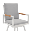 43" Light Gray Metal Swivel Outdoor Counter Height Bar chair with Footrest