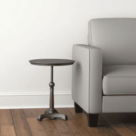 30" Brown Iron Round Pedestal End Table
