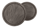 19" Natural and Black Solid Wood and Iron Round Double Tray Top End Table