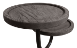 19" Natural and Black Solid Wood and Iron Round Double Tray Top End Table
