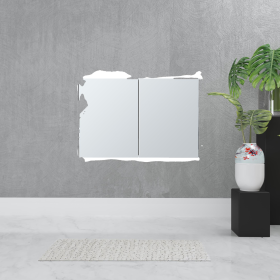 32" White Wood Floating Double Door Bathroom Vanity And Medicine Cabinet With Mirror