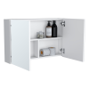32" White Wood Floating Double Door Bathroom Vanity And Medicine Cabinet With Mirror