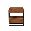 28" Black And Brown Iron and Solid Wood Live Edge Two Drawer Nightstand