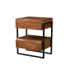 28" Black And Brown Iron and Solid Wood Live Edge Two Drawer Nightstand