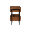 28" Black And Brown Iron and Solid Wood Live Edge Two Drawer Nightstand