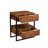 28" Black And Brown Iron and Solid Wood Live Edge Two Drawer Nightstand