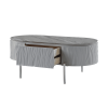47" Gray Wood and Steel Oval Coffee Table With Drawer