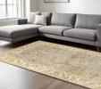 6' X 9' Gray And Beige Wool Oriental Hand Knotted Area Rug