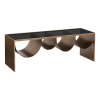 48" Black and Brass Mirrored Glass and Steel Solid Coffee Table