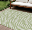 10' X 14' Artichoke Green And Ivory Geometric Washable Indoor Outdoor Area Rug