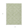 10' X 14' Artichoke Green And Ivory Geometric Washable Indoor Outdoor Area Rug