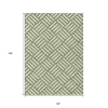 10' X 14' Olive Green And Ivory Geometric Washable Indoor Outdoor Area Rug