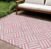 10' X 14' Pink And Ivory Geometric Washable Indoor Outdoor Area Rug
