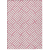 10' X 14' Pink And Ivory Geometric Washable Indoor Outdoor Area Rug