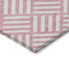 10' X 14' Pink And Ivory Geometric Washable Indoor Outdoor Area Rug
