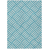 10' X 14' Teal Blue And Ivory Geometric Washable Indoor Outdoor Area Rug