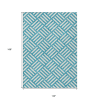 10' X 14' Teal Blue And Ivory Geometric Washable Indoor Outdoor Area Rug