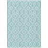 10' X 14' Aqua And Ivory Geometric Washable Indoor Outdoor Area Rug