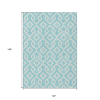 10' X 14' Aqua And Ivory Geometric Washable Indoor Outdoor Area Rug