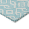 10' X 14' Aqua And Ivory Geometric Washable Indoor Outdoor Area Rug