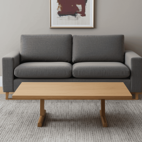 55" Natural Solid Wood Double Pedestal Coffee Table