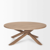 42" Natural Solid Wood Round Cross Legs Coffee Table