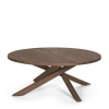 42" Brown Solid Wood Round Cross Legs Coffee Table
