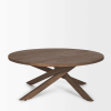 42" Brown Solid Wood Round Cross Legs Coffee Table