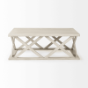 48" Off White Solid Wood Distressed Geo Frame Coffee Table