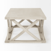 48" Off White Solid Wood Distressed Geo Frame Coffee Table