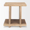 22" Brown Solid Wood Sled End Table With Shelf