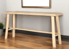 66" Light Brown Solid Wood Trestle Console Table