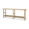77" Natural Solid Wood Distressed Six Leg Console Table With Shelf