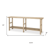 77" Natural Solid Wood Distressed Six Leg Console Table With Shelf