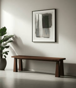 60" Dark Brown Solid Wood Bench