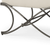 55" Cream and Nickel Fabric and Metal Upholstered Bench