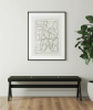 59" Black Solid Wood and Cane Dining Bench