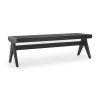 59" Black Solid Wood and Cane Dining Bench