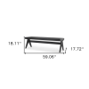 59" Black Solid Wood and Cane Dining Bench