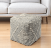 Woven Geometric Cube Pouf Ottoman