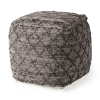 Cotton And Leather Geometric Cube Pouf Ottoman